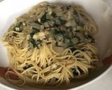 稚貝とほうれん草のバター醤油味のパスタ作り方5写真