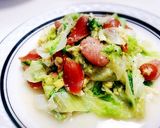 【レタスとウインナーのチー玉炒め】作り方3写真