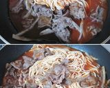 時短♪牛肉と牛蒡の野菜ジュース漬けパスタ作り方6写真