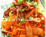 時短♪牛肉と牛蒡の野菜ジュース漬けパスタ作り方8写真