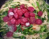 ◆のらぼう菜とサラミのペペロンチーノ風◆作り方4写真