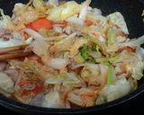 野菜ジュースで春キャベツと鶏肉の卵炒め煮作り方5写真