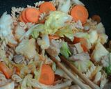 野菜ジュースで春キャベツと鶏肉の卵炒め煮作り方7写真