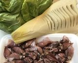 春キャベツとタケノコで作るペペロンチーノ作り方1写真