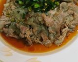 豚薄切り肉QP炒めニラソースがけ作り方6写真