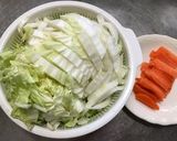 打ち豆入り白菜と人参の味噌汁作り方1写真