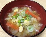 打ち豆入り白菜と人参の味噌汁作り方5写真