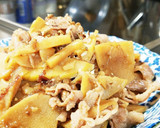 白ご飯と！タケノコの土佐煮と牛肉の炒め物作り方2写真