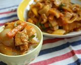 簡単！豚バラと野菜の味噌コチュ照り照り作り方4写真