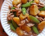 mスナップエンドウと芋のにんにく醤油炒め作り方8写真