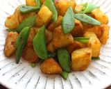 mスナップエンドウと芋のにんにく醤油炒め作り方9写真