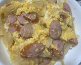 ウインナーと玉ねぎの卵とじ丼（和風）作り方4写真