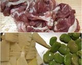 春の味覚★タケノコとそら豆の豚肉味噌炒め作り方1写真