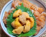サーモンの漬けと生うに丼作り方9写真