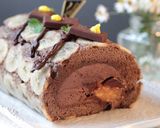 キャラメルバナナのチョコロールケーキ作り方52写真