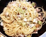 フライパンだけで簡単ねぎ塩ぶたパスタ作り方7写真