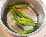 3分cook②☆おくらのごまおかか和え作り方1写真