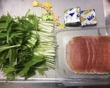 生ハムの水菜＆クリームチーズ巻き作り方1写真