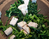ふんわり豚もも肉とほうれん草の卵とじ作り方3写真