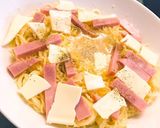 レンジで簡単！糖質ゼロ麺カルボナーラ作り方2写真