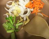 小松菜と玉ねぎの白モツ醤油炒め作り方1写真