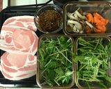 ヘルシオで簡単★豚しゃぶ肉と水菜蒸し作り方1写真