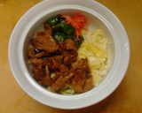 簡単昼食　しょうが焼目玉丼作り方8写真