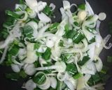 葉玉ねぎとサバ缶の卵とじ作り方1写真