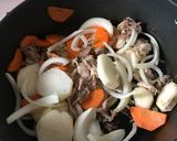 山芋と豚肉の照り焼き炒め天かす入り作り方1写真