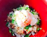 角煮リメイク。温泉卵のせネギ豚丼作り方3写真