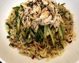 インスタント麺で♪黒ごま冷やし棒々鶏辛麺作り方4写真