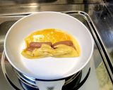 ☆丸型フライパンでウインナーの卵焼き☆作り方5写真