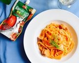 魚介のトマトクリームパスタ☆ワンポットで作り方7写真