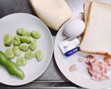 朝食！そら豆と卵のサンドイッチ作り方1写真
