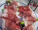 豚肉のきのこ＆野菜巻きジャン風味作り方1写真