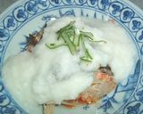 簡単　塩鮭の蒸し物　とろろかけ作り方4写真