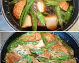 麺つゆで簡単！魚河岸あげと絹さやの卵とじ作り方3写真