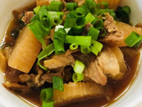 大根消費。大根と豚肉の炒め煮