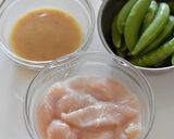 鶏むね肉とスナップえんどうの味噌炒め作り方1写真