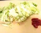 キャベツとささみの梅ごまパスタ作り方1写真