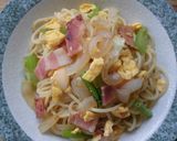 新たま・ベーコン・小松菜・玉子入りパスタ作り方7写真