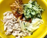 蒸し鶏のキムチ和えの冷麺作り方3写真