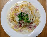 新玉ねぎとベーコンのクリームパスタ作り方5写真