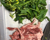 牛肉とのらぼう菜と絹さやの和風炒め作り方1写真