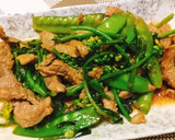 牛肉とのらぼう菜と絹さやの和風炒め作り方5写真