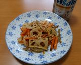 お弁当簡単ピリ辛！れんこんきんぴらごぼう作り方4写真