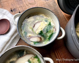 椎茸と水菜のかきたま中華スープ作り方5写真