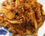 濃口ごま油で濃厚タケノコと豚肉炒め作り方4写真