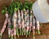 おろしポン酢豆苗豚バラ巻き作り方2写真