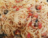 サバ缶とオリーブのにんにくトマトパスタ❤作り方6写真